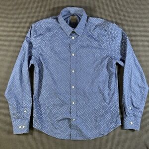 GAP Men's Blue Wrinkle-Resistant Button-Down Shirt M Geometric Pattern